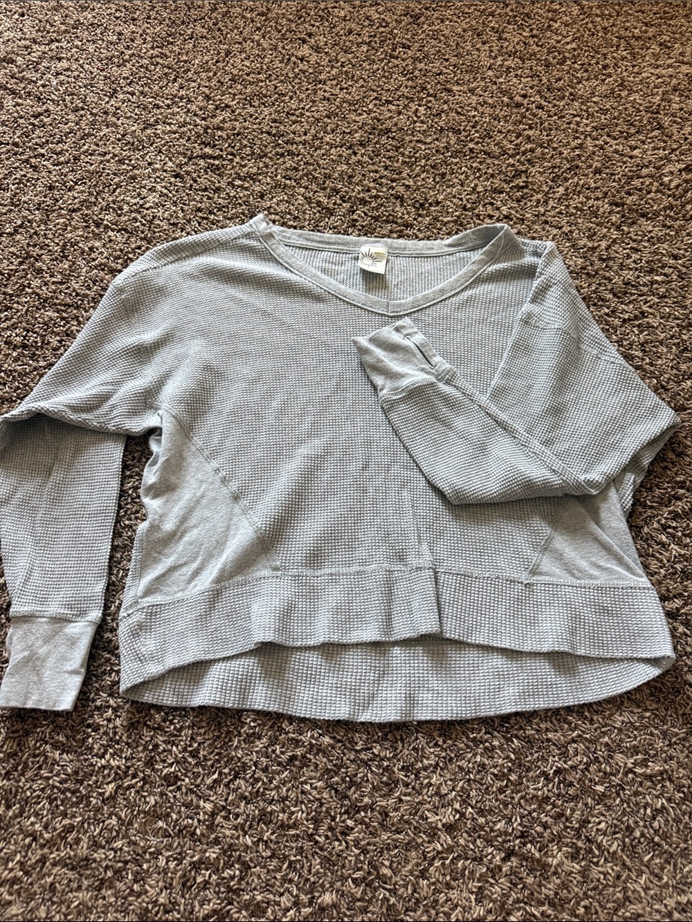aerie light gray waffle knit pullover sweater